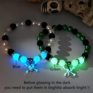 Wholesale European and American Halloween New Dark Exaggerated Personality Luminous Skull Bracelet Zinc Alloy DIY Beaded Luminous Bracelet