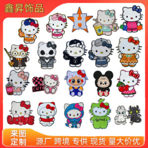Wholesale Cute cartoon cat animal glitter embroidery DIY patches