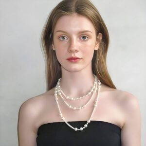 17#Necklace-1 piece-stacked pearl necklace d1509