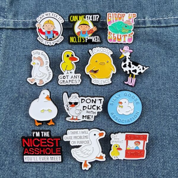 Wholesale Cartoon Duck series cute English letter brooch