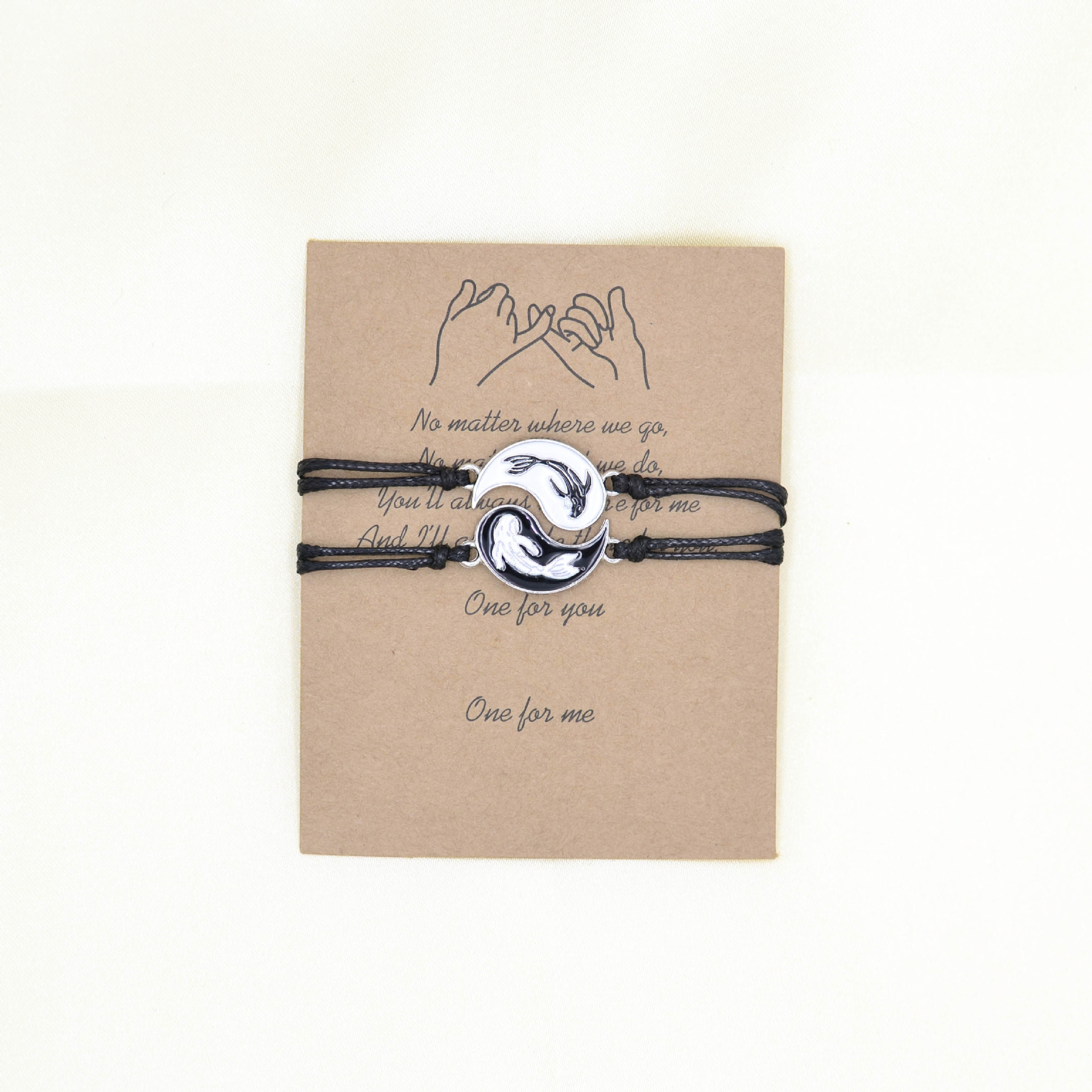 Wholesale black and white tai chi cole bracelet two fish handmade gossip totem