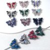 Wholesale 10pcs Crystal Diamond Three Dimensional Butterfly Straight Hole Beads