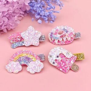 Wholesale Children's Sparkling Powder Ice Cream Bar Rainbow Star Hair Clip