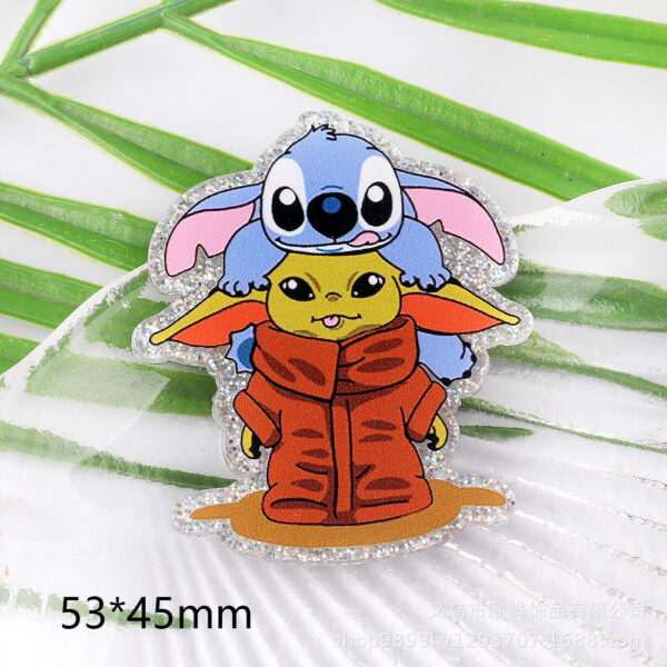 Wholesale 10pcs Cute cartoon bear glitter powder Acrylic Flatback