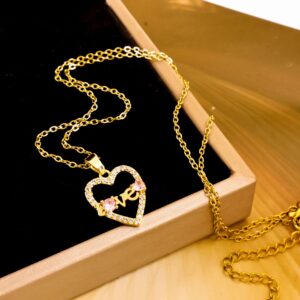 Xl732love pink love necklace gold