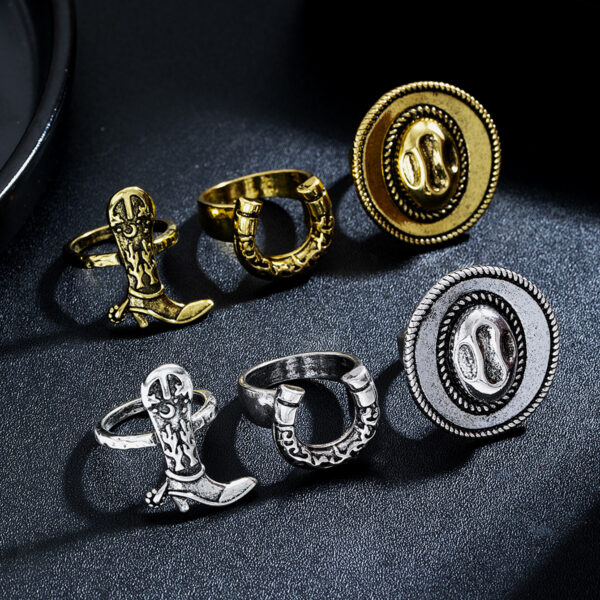 Wholesale Cowboy Western Style Boots Hat Ring Set