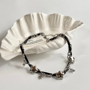 Wholesale Sweet and Cool Black Star Wrapped Necklace