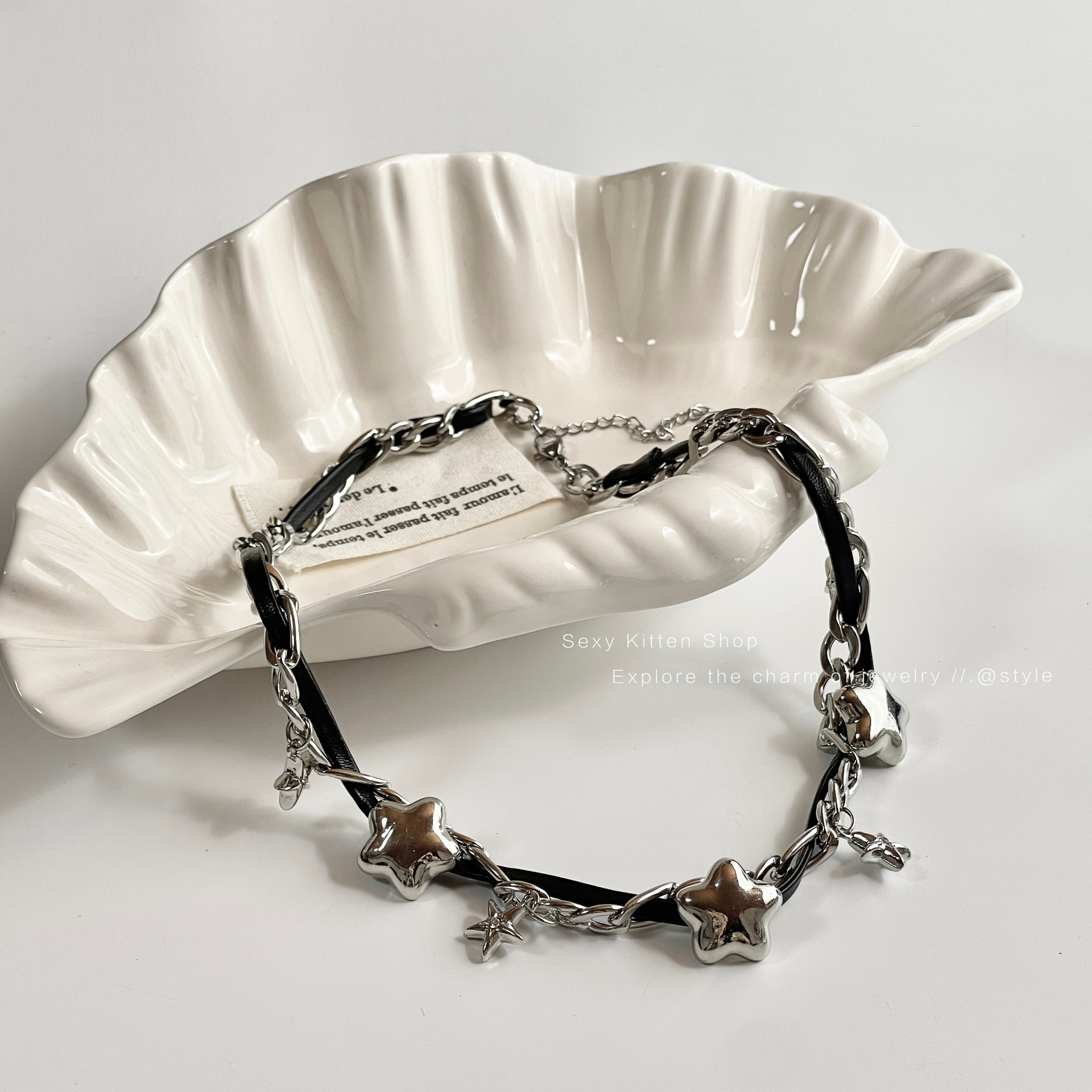 Wholesale Sweet and Cool Black Star Wrapped Necklace