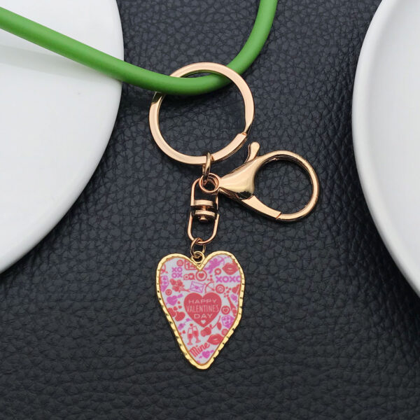 Wholesale Product Oil Dropping Pink Love Printing Valentine's Day Keychain
