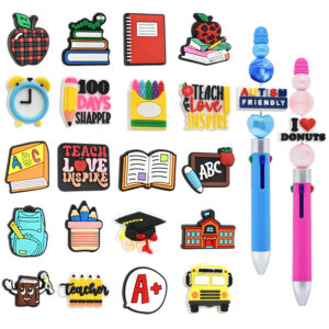 Wholesale Random 100pcs Cartoon School Series Focal Beads