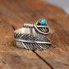 O1CN01ztw5EI1qyMN8TiQzQ_2206372095564-0-cib Wholesale Feather inlaid turquoise open silver ring