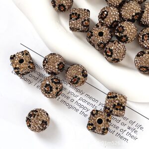 Wholesale 10pcs Leopard patterned clay round diamond beads