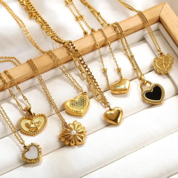Wholesale 18k Gold-Plated Heart Pendant Stainless Steel Necklace