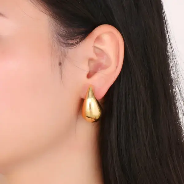 PVD Coated 18K Gold Plated Water Droplets Stainless Steel Modern Style Waterproof Non Tarnish Ear Studs