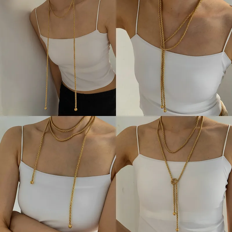 Wholesale PVD Coated Real Gold Plated 16K White Plating Solid Color 304 Stainless Steel Casual Modern Style Waterproof Non Tarnish Necklace