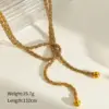 PVD Coated Real Gold Plated 16K White Plating Solid Color 304 Stainless Steel Casual Modern Style Waterproof Non Tarnish Necklace