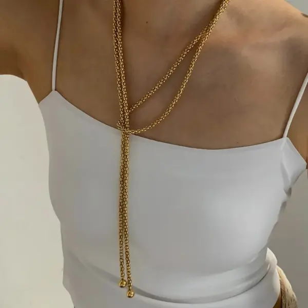 PVD Coated Real Gold Plated 16K White Plating Solid Color 304 Stainless Steel Casual Modern Style Waterproof Non Tarnish Necklace