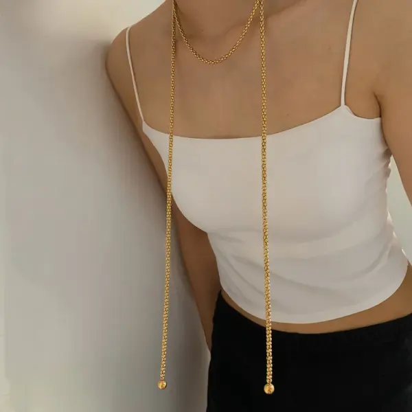 PVD Coated Real Gold Plated 16K White Plating Solid Color 304 Stainless Steel Casual Modern Style Waterproof Non Tarnish Necklace
