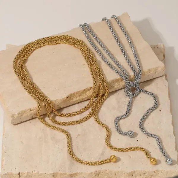 PVD Coated Real Gold Plated 16K White Plating Solid Color 304 Stainless Steel Casual Modern Style Waterproof Non Tarnish Necklace