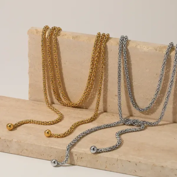 PVD Coated Real Gold Plated 16K White Plating Solid Color 304 Stainless Steel Casual Modern Style Waterproof Non Tarnish Necklace