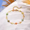 PVD Coated Real Gold Plated 18K Cherry Heart Shape Flower 201 Stainless Steel Vacation Beach Sweet Waterproof Non Tarnish Epoxy Bracelets