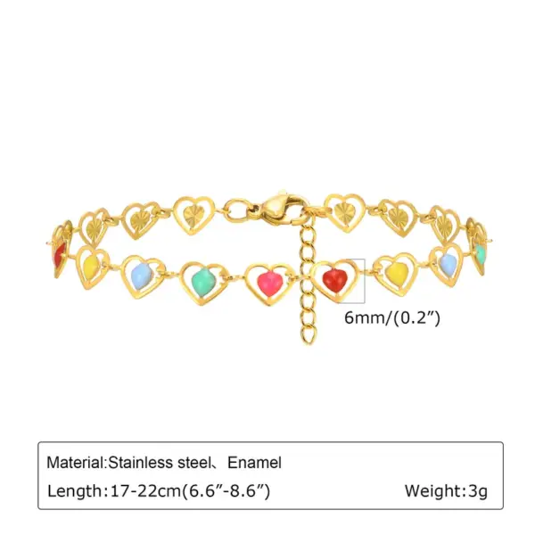 PVD Coated Real Gold Plated 18K Cherry Heart Shape Flower 201 Stainless Steel Vacation Beach Sweet Waterproof Non Tarnish Epoxy Bracelets