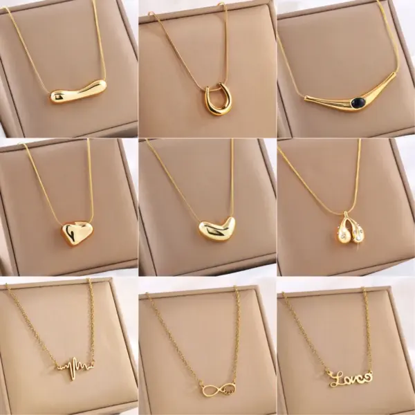 PVD Coated Real Gold Plated Geometric Heart Shape 304 Stainless Steel Elegant Simple Style Waterproof Non Tarnish Pendant Necklace