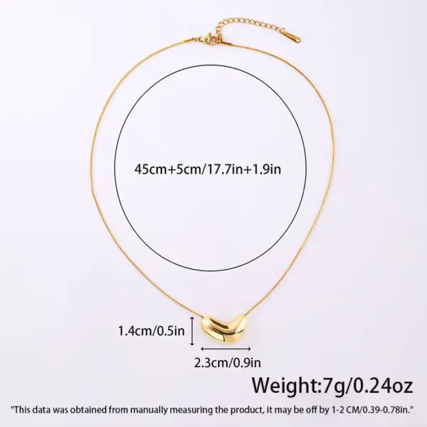 PVD Coated Real Gold Plated Geometric Heart Shape 304 Stainless Steel Elegant Simple Style Waterproof Non Tarnish Pendant Necklace