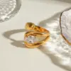 PVD Coated Real Gold Plated Irregular Solid Color 304 Stainless Steel IG Style Simple Style Waterproof Non Tarnish Open Rings