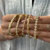 Stainless Steel 18K Gold Embedded Zirconia Star Bracelet Elegant Luxurious Sexy Style For Holiday Weekend Party Selfie Garden