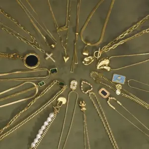 Stainless Steel Necklace Classic Versatile 18K Gold Plated Jewelry Geometric Vacuum Electroplated Unisex Necklace