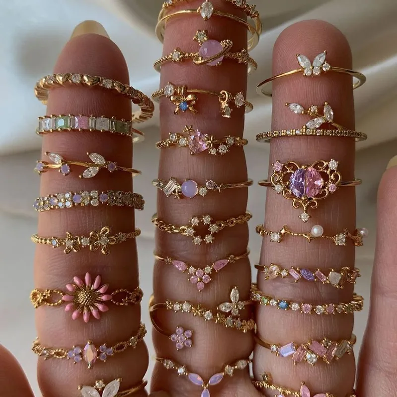 Wholesale Jewelry Elegant Modern Style Heart Shape Copper Plating Open Rings