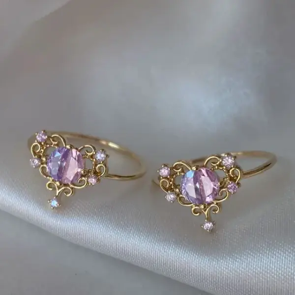 Wholesale-Jewelry-Elegant-Modern-Style-Heart-Shape-Copper-Plating-Open-Rings-main-image-2-1 Wholesale Jewelry Elegant Modern Style Heart Shape Copper Plating Open Rings