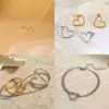 Wholesale Jewelry Elegant Simple Style Heart Shape 304 Stainless Steel Copper 18K Gold Plated Hollow Out Cable Chain Pendant Necklace Rings Bracelets