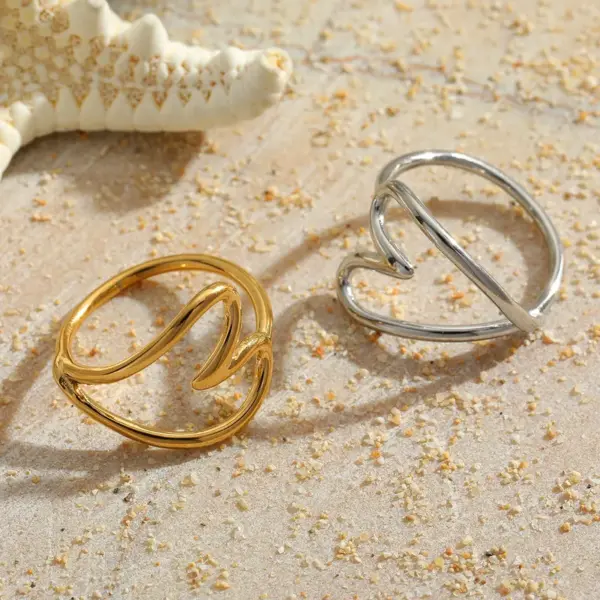 Wholesale Jewelry Elegant Simple Style Heart Shape 304 Stainless Steel Copper 18K Gold Plated Hollow Out Cable Chain Pendant Necklace Rings Bracelets