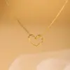 Wholesale Jewelry Elegant Simple Style Heart Shape 304 Stainless Steel Copper 18K Gold Plated Hollow Out Cable Chain Pendant Necklace Rings Bracelets