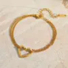 Wholesale Jewelry Elegant Simple Style Heart Shape 304 Stainless Steel Copper 18K Gold Plated Hollow Out Cable Chain Pendant Necklace Rings Bracelets