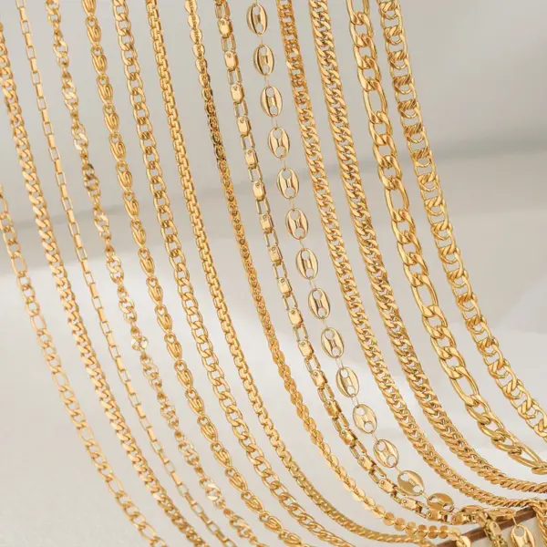 Wholesale-Jewelry-Simple-Style-Geometric-304-Stainless-Steel-Plating-Cuban-Link-Chain-Curb-Chain-Coffee-Bean-Chain-Figaro-Chain-Chain-Necklace-main-image-2-1 Wholesale Jewelry Simple Style Geometric 304 Stainless Steel Plating Cuban Link Chain Curb Chain Coffee Bean Chain Figaro Chain Chain Necklace