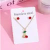 Wholesale Jewelry Sweet Cherry Strawberry 304 Stainless Steel Plating Jewelry Set Cable Chain