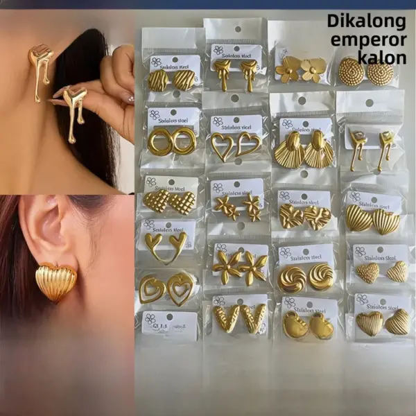 Women-s-Stainless-Steel-Oil-Pressure-Earrings-Geometric-Pattern-Irregular-Surface-Relief-Vintage-Design-High-End-Feeling-main-image-2-1 Women's Stainless Steel Oil Pressure Earrings Geometric Pattern Irregular Surface Relief Vintage Design High-End Feeling