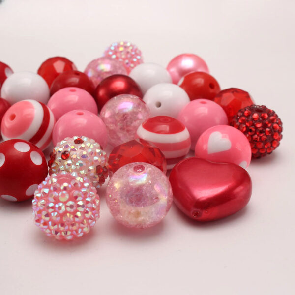 Wholesale of 50 Large Red Love Valentine's Day 20MM Acrylic Mixed Color Beads