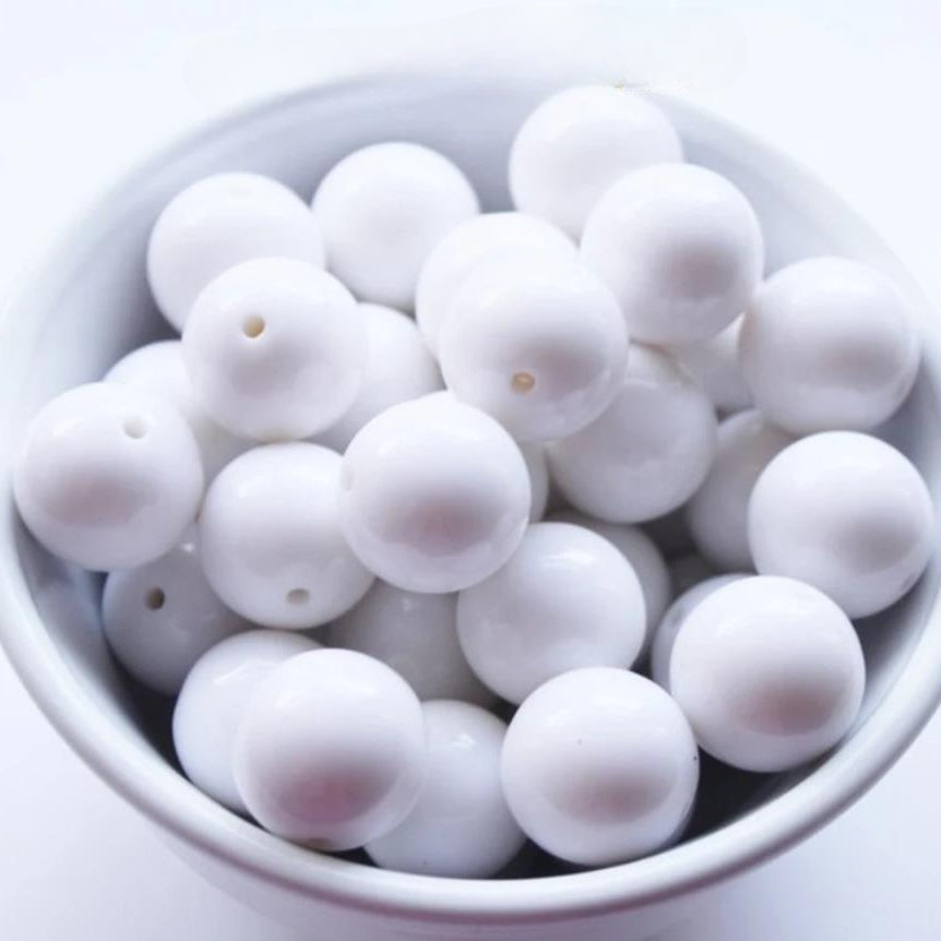Wholesale Pure White Acrylic Beads Bubblegum Beads