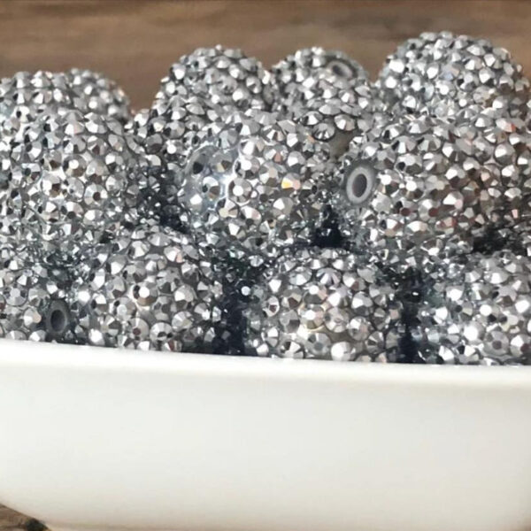 Wholesale 5pcs 20MM Resin Electroplated Silver Diamond Ball Beads