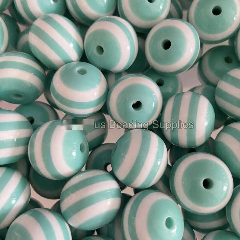 Wholesale 20MM Resin Stripe Beads DIY Green Stripe Beads