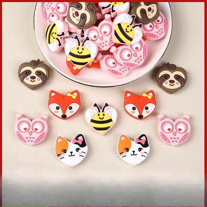 Wholesale Valentine's Day Love Silicone DIY Pacifier Chain Silicone Beads