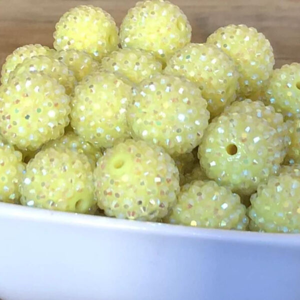 Wholesale 5pcs 20MM Resin Light Yellow AB Color Diamond Ball Beads