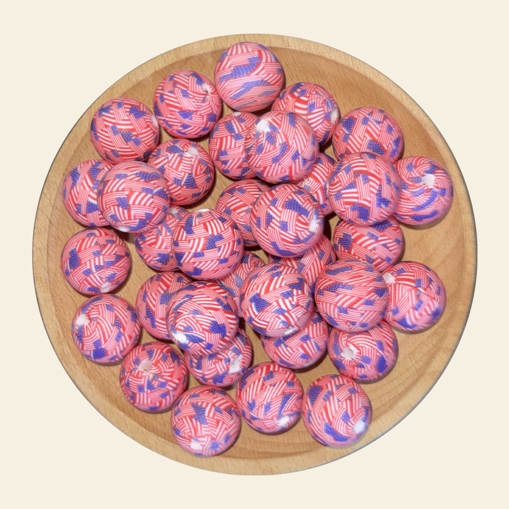 Wholesale American Independence Day Printed Silicone Beads