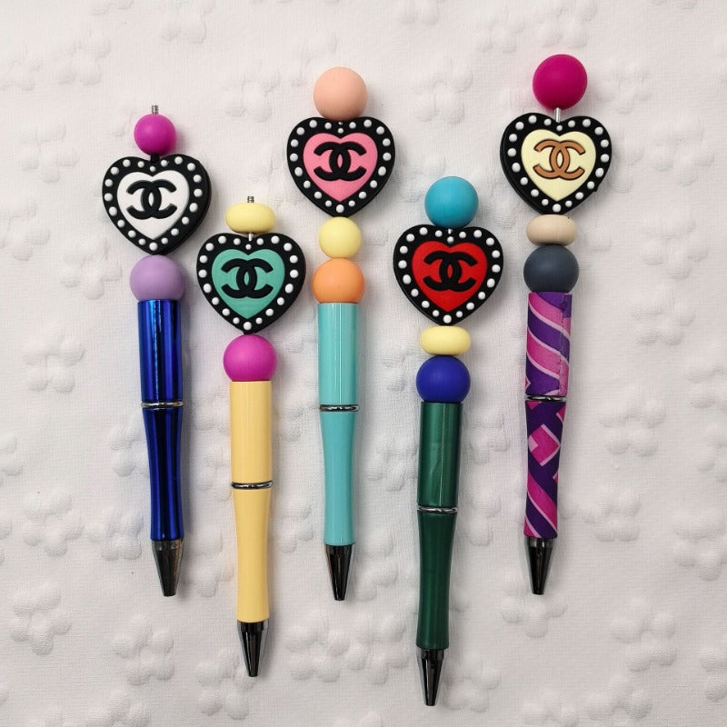 Wholesale 2D Multiple Colors Silicone Creative Heart Pattern Cartoon Beads DIY Beads OLY Exclusive