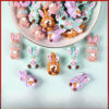 Wholesale 20pcs Easter Bunny 3D Silicone Beads Girl Handmade Jewelry Cartoon Glue Loose Beads