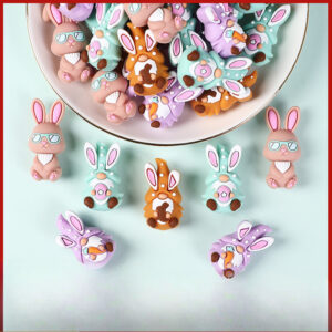 e4d95ca8278e46326cdb4d14c12cab57 Wholesale 20pcs Easter Bunny 3D Silicone Beads Girl Handmade Jewelry Cartoon Glue Loose Beads